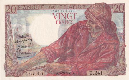 France 20 Francs - Pêcheur - 09-02-1950 - Série U.241 - SUP - F.13.17