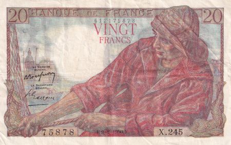France 20 Francs - Pêcheur - 09-02-1950 - Série X.245 - F.13.17