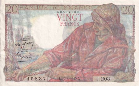 France 20 Francs - Pêcheur - 10-03-1949 - Série J.203 - TTB+ - F.13.14