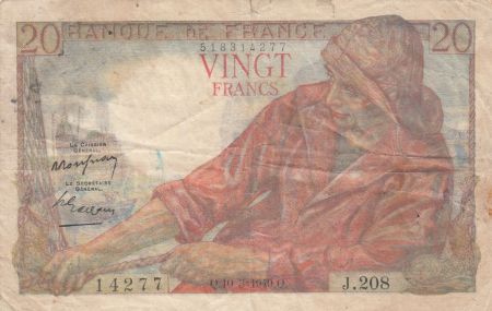 France 20 Francs - Pêcheur - 10-03-1949 - Série J.208 - F.13.14