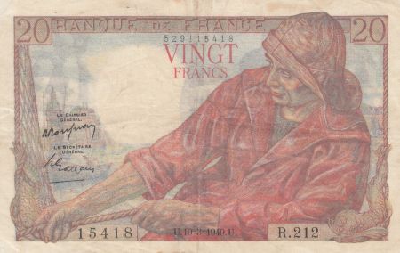 France 20 Francs - Pêcheur - 10-03-1949 - Série R.212 - F.13.14