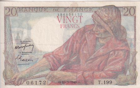 France 20 Francs - Pêcheur - 10-03-1949 - Série T.199 - F.13.14