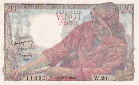France 20 Francs - Pêcheur - 10-03-1949 - Série W.201 - F.13.14