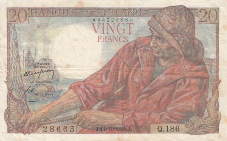 France 20 Francs - Pêcheur - 14-10-1948 - Série Q.186 - F.13.13