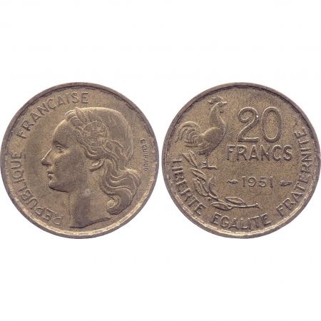 France 20 Francs - Type G. Guiraud - Queue à 4 plumes - France 1951 (EC)