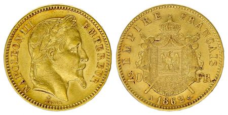 France 20 Francs  Napoléon III - 1862 A