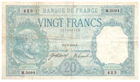 France 20 Francs Bayard - 01-08-1918 Série M.5094 - TTB