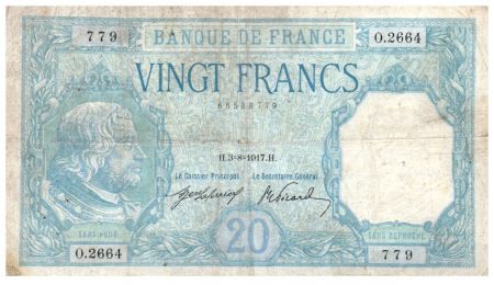 France 20 Francs Bayard - 03-08-1917 Série O.2664 - TB