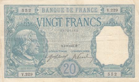 France 20 Francs Bayard - 04-08-1916 Série V.229 - TTB