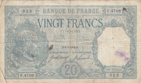France 20 Francs Bayard - 06-06-1918 Série F.4706- TB