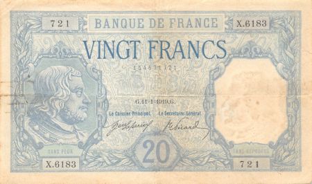 France 20 Francs Bayard - 11-01-1919 - Série X.6183 - TB+