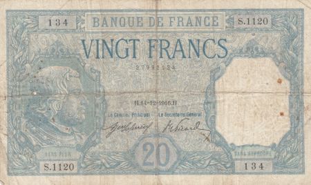 France 20 Francs Bayard - 14-12-1916 Série S.1120 - TB