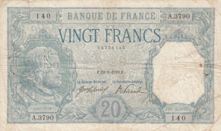 France 20 Francs Bayard - 19-01-1918 Série A.3790 - p.TTB