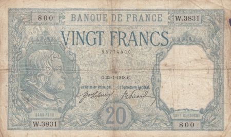 France 20 Francs Bayard - 25-01-1918 Série W.3831 - TB