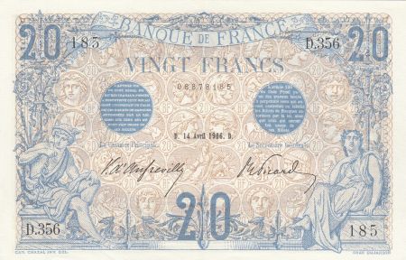 France 20 Francs Bleu - 14-04-1906  Série D.356