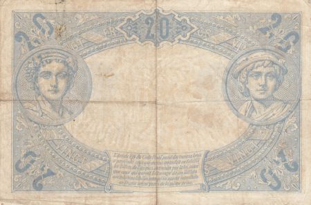 France 20 Francs Bleu - 24-01-1913 - Série X.3895 - TB