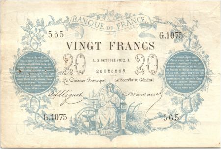 France 20 Francs Chazal - 05-10-1872 G.1075