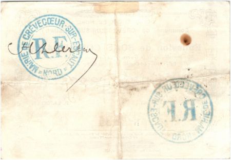 France 20 Francs Crevecoeur-Sur-L\'escaut Commune - 1915