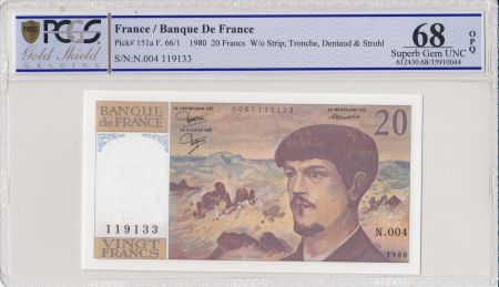 France 20 Francs Debussy - 1980  -N.004 - PCGS 68 OPQ