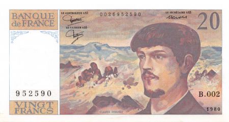 France 20 Francs Debussy - 1980 Série B.002 - SUP+