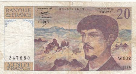 France 20 Francs Debussy - 1980 Série W.002