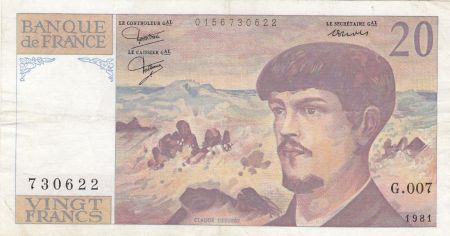 France 20 Francs Debussy - 1981 - Série G.007