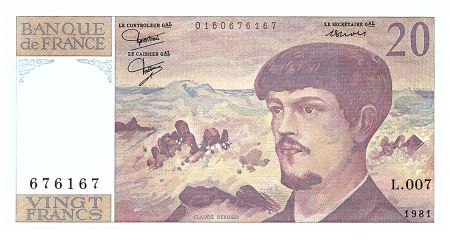 France 20 Francs Debussy - 1981 - Série L.007 - Fay.66.2
