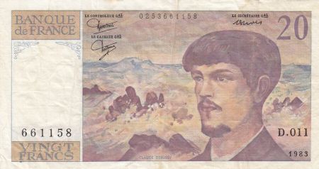 France 20 Francs Debussy - 1983 - Série D.011