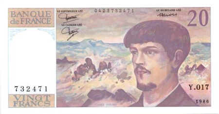 France 20 Francs Debussy - 1986 - Série Y-017