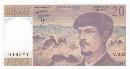 France 20 Francs Debussy - 1987 - Série V.022