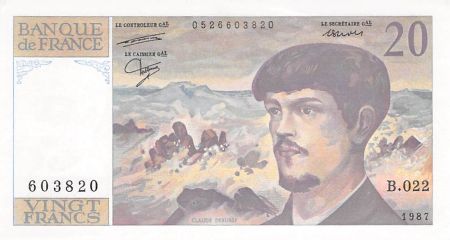 France 20 Francs Debussy - 1987 Série B.022 - SPL
