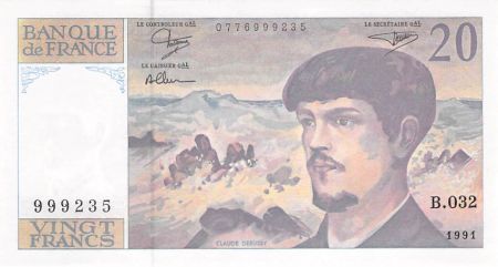 France 20 Francs Debussy - 1991 Série B.032 - P.NEUF