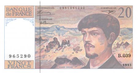 France 20 Francs Debussy - 1993 Série B.039 - NEUF