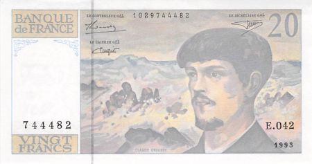 France 20 Francs Debussy - 1993 Série E.042 - P.NEUF