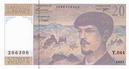 France 20 Francs Debussy - 1993 Série Y.044 - Neuf