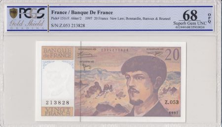 France 20 Francs Debussy - 1997 - Série Z.053 - PCGS 68 OPQ
