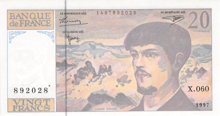 France 20 Francs Debussy - 1997 Série X.060 - P.NEUF