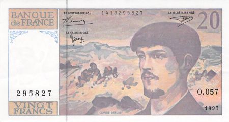 France 20 Francs Debussy - années variées 1980-1997 - TTB+ à SUP