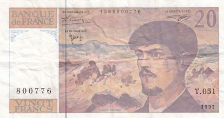 France 20 Francs Debussy - années variées 1980-1997 - TTB
