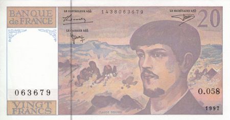France 20 Francs Debussy - Série 0.058 - 063679 - Année 1997