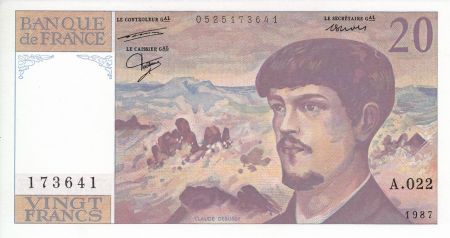 France 20 Francs Debussy - Série A.002 - 173641- Année 1987