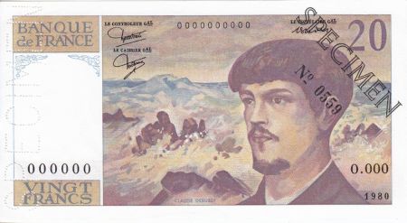 France 20 Francs Debussy - Spécimen - 1980