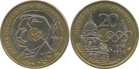 France 20 Francs France 1994 Pierre de Coubertin
