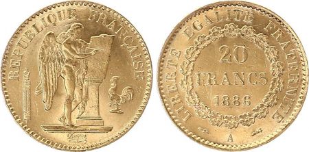 France 20 Francs Génie - 1886 A Or