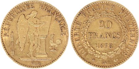 France 20 Francs Génie - III e République - 1878 A