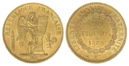 France 20 Francs Génie - III e République - 1889 A