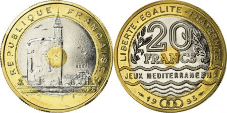 France 20 Francs Jeux Méditerranéens - 1993 - ESSAI - BIMETAL