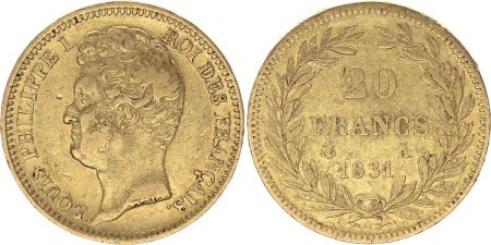 France 20 Francs Louis-Philippe I 1831 A - Or - Tranche en relief