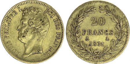 France 20 Francs Louis-Philippe I 1831 A - Or