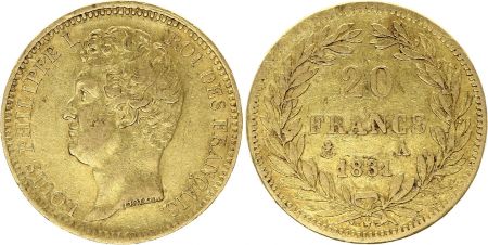 France 20 Francs Louis-Philippe I 1831 A - Or Tranche en creux